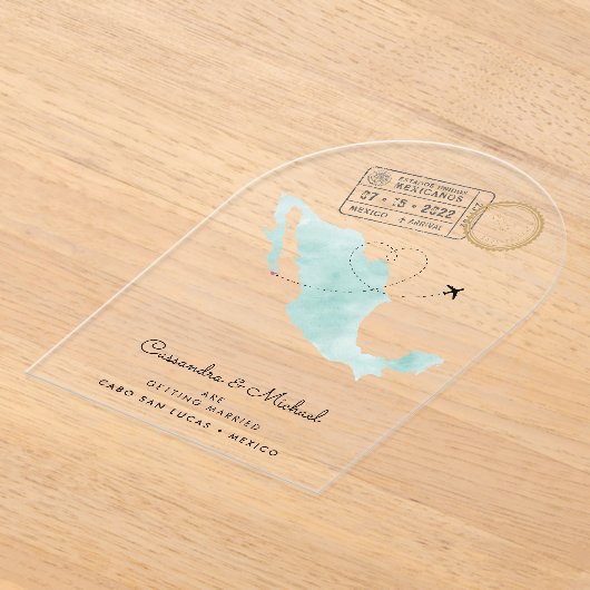 Mexiko Aquarellkarte | Cabo | HOCHZEIT IN URLAUBSO Acryleinladungen (Ablage )
