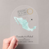 Mexiko Aquarellkarte | Cabo | HOCHZEIT IN URLAUBSO Acryleinladungen (Insitu (Handheld))