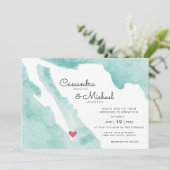 Mexiko Aquarellkarte | Cabo | HOCHZEIT IN URLAUBSO Einladung (Stehend Vorderseite)