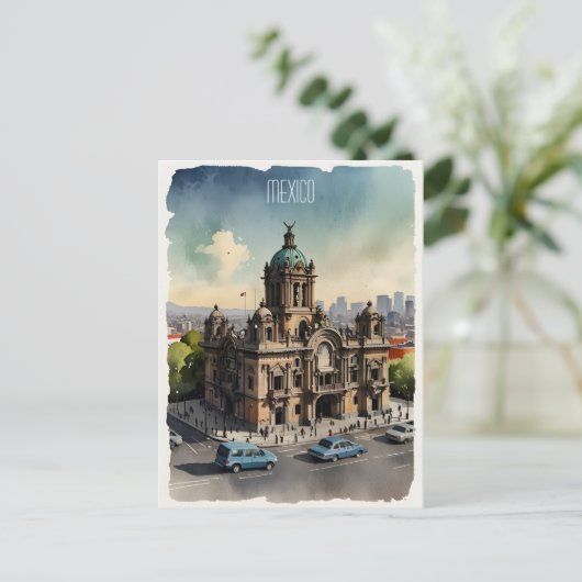Mexiko Aquarellkunst Postkarte (Stehend Vorderseite)