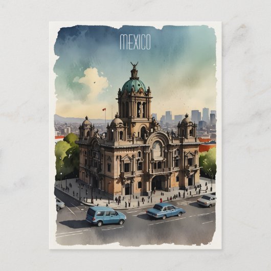 Mexiko Aquarellkunst Postkarte (Vorderseite)