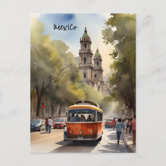 Mexiko Aquarellkunst Postkarte (Vorderseite)