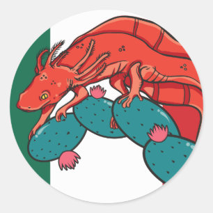 Mexiko - Axolotl-Nationale Tierflagge Runder Aufkleber