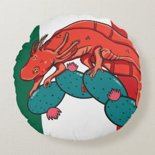 Mexiko - Axolotl-Nationale Tierflagge Rundes Kissen