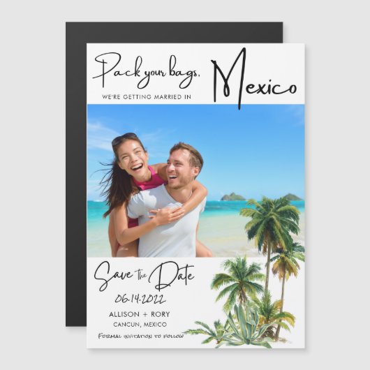 Mexiko Beach Hochzeit in Urlaubsort Save the Date Magnetkarte (Vorne/Hinten)