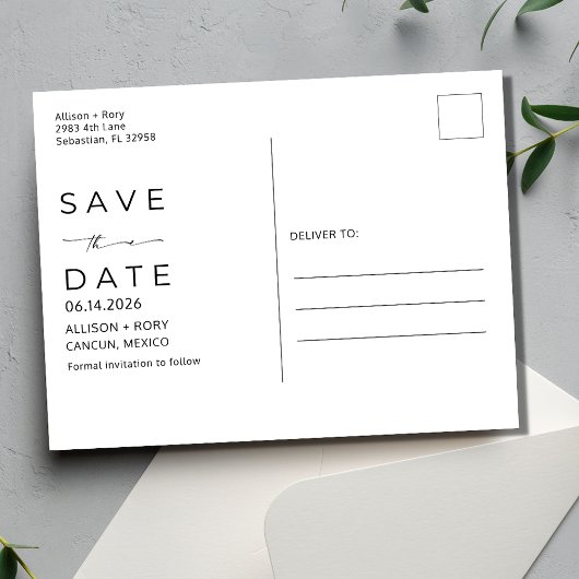 Mexiko Beach Hochzeit in Urlaubsort Save the Date Postkarte