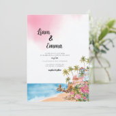 Mexiko Beach Hochzeitsziel Einladung (Stehend Vorderseite)