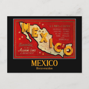 Mexiko, Bienvenidos, Vintag Postkarte