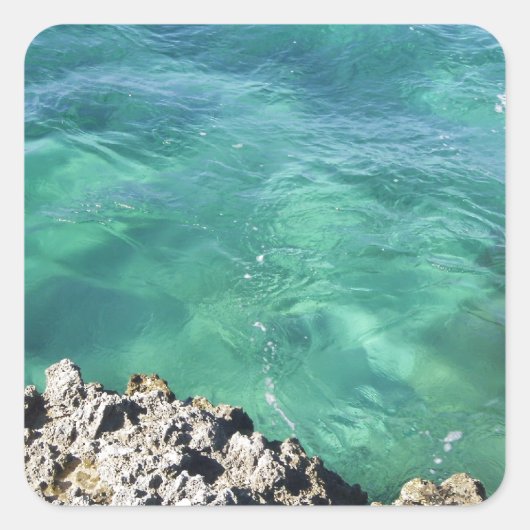 Mexiko Blau/Grüner Ozean Quadratischer Aufkleber (Vorderseite)