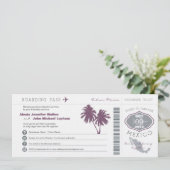 Mexiko-Boarding PassWedding Einladung (Stehend Vorderseite)