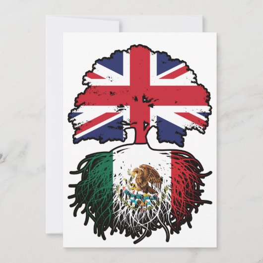 Mexiko - Britisch-britisches Tree Roots-Flag Einladung (Vorderseite)
