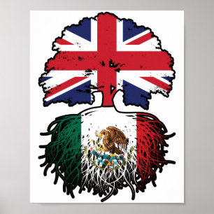 Mexiko - Britisch-britisches Tree Roots-Flag Poster