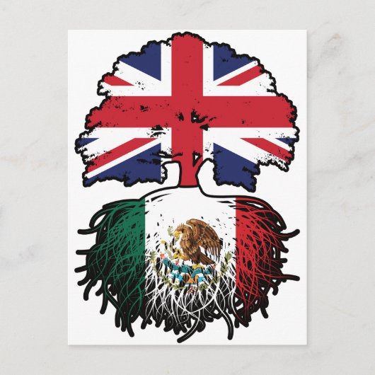 Mexiko - Britisch-britisches Tree Roots-Flag Postkarte (Vorderseite)