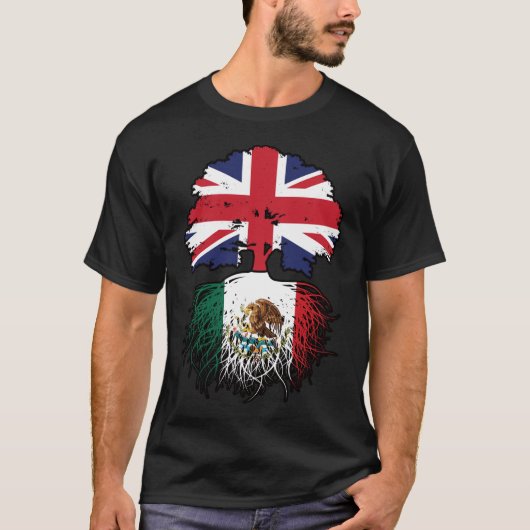 Mexiko - Britisch-britisches Tree Roots-Flag T-Shirt (Vorderseite)