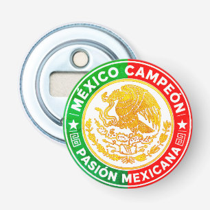 Mexiko Campeon Flaggenfarben Grafik-Wappen Rund  Flaschenöffner