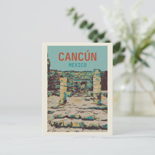 Mexiko, Cancún, Quintana Roo, Yucatán, Maya-Ruinen Postkarte (Stehend Vorderseite)