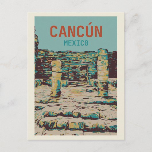 Mexiko, Cancún, Quintana Roo, Yucatán, Maya-Ruinen Postkarte (Vorderseite)