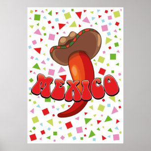 Mexiko Chili Pepper niedliches Party Poster