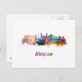 Mexiko City V2 skyline im Watercolor Postkarte (Vorne/Hinten)