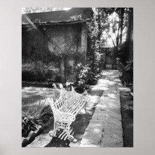 MEXIKO, D.F., Mexiko-Stadt, COYOACAN: Bank bei Poster