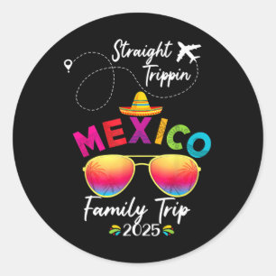 Mexiko Familienurlaub Cancun 2025 Straight Trippi Runder Aufkleber