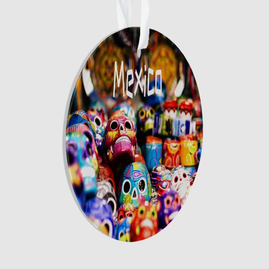 Mexiko Farbige, helle Schädel Ornament (Vorderseite)