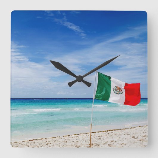 Mexiko Flag Beach Quadratische Wanduhr (Vorderseite)