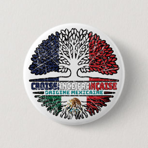 Mexiko Flag Frankreich Tree Roots Button