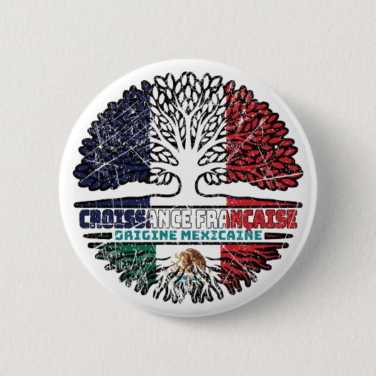 Mexiko Flag Frankreich Tree Roots Button (Vorderseite)