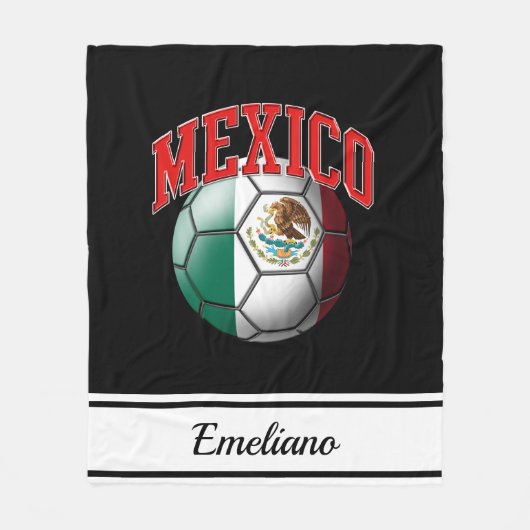 Mexiko Flag-Fußball | Name Fleecedecke (Vorderseite)