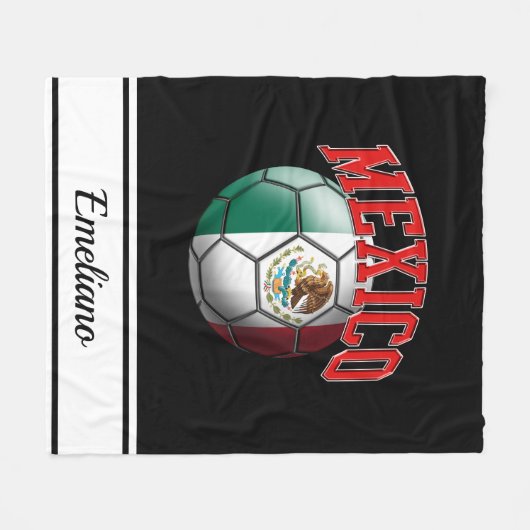Mexiko Flag-Fußball | Name Fleecedecke (Vorderseite (Horizontal))