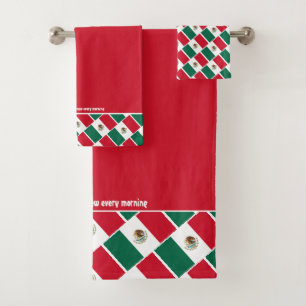 MEXIKO FLAG Personalisierte Schrift RED Badhandtuch Set