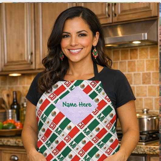 Mexiko Flag Tiled Green Personalisiert Schürze