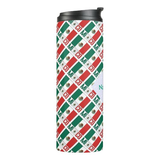 Mexiko Flag Tiled Green Personalisiert Thermosbecher (Nach links gedreht)