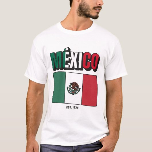 Mexiko-Flagge 1836 T-Shirt (Vorderseite)