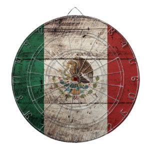 Mexiko-Flagge auf alter Holzmaserung Dartscheibe