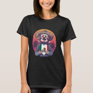 Mexiko-Flagge Herz Faultier Sonnenuntergang Tropis T-Shirt