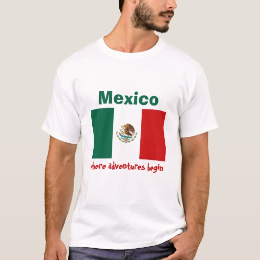 Mexiko-Flagge + Karte + Text-T - Shirt (Vorderseite)