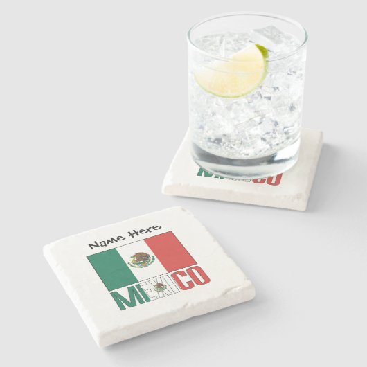 Mexiko-Flagge Personalisiert Steinuntersetzer (Seitenansicht)