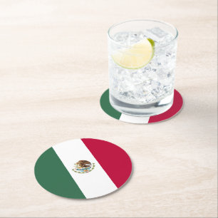 Mexiko-Flagge Runder Pappuntersetzer