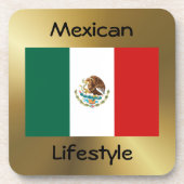 Mexiko-Flagge+Text-Untersetzer Untersetzer (Vorderseite)