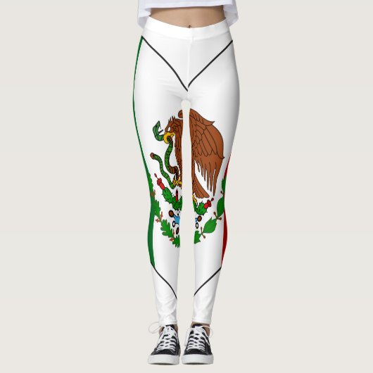 Mexiko-Flaggen-Herz Leggings (Vorderseite)