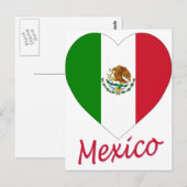 Mexiko-Flaggen-Herz Postkarte (Vorne/Hinten)