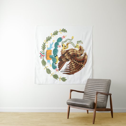 Mexiko-Flaggenüberzug mit Waffentapestry Wandteppich (Beispiel (Horizontal))
