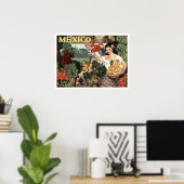 Mexiko, Frau mit tropischen Früchten und Papageien Poster (Heimbüro)