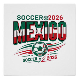 Mexiko Fußball 2026 Fußball Fett Land Typografie  Poster