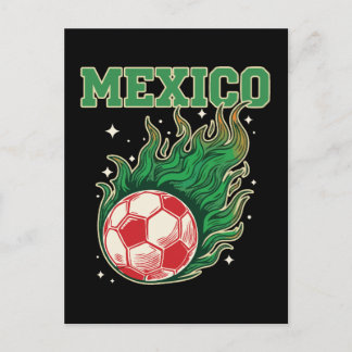 Mexiko Fußball Flammender Ball Retro Fußball Fan A Postkarte