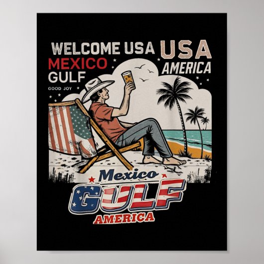 Mexiko Golf Amerika USA Amerikanische Flagge Ameri Poster (Vorne)