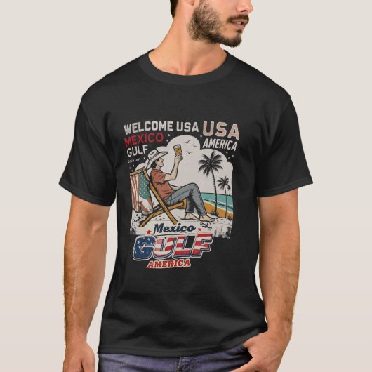 Mexiko Golf Amerika USA Amerikanische Flagge Ameri T-Shirt (Vorderseite)