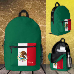 Mexiko, grüner Rucksack, mexikanische Flagge / pat Bedruckter Rucksack